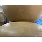 Light mango wood design sofa table (benno) d=35 with cosmetic defects