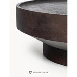 Tumši brūns apaļš masīvkoka kafijas galdiņš (Benno)