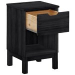 Black solid wood nightstand (post), intact