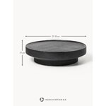 Black round solid wood coffee table (benno) with cosmetic flaws.