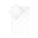 Balts perkalo bohoo stila gultas veļas komplekts (fia) 135x200cm + 80x80cm vesels, zāles paraugs