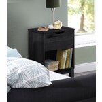 Black solid wood nightstand (post), intact