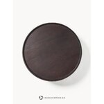 Tumši brūns apaļš masīvkoka kafijas galdiņš (Benno)