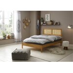 Brown solid wood large bed (owen)