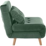 Tumši zaļa krēsla gulta (guļam)