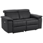 Black full leather 2-seater sofa with relaxation function binado whole