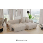 Žalia L formos sofa-lova su lentyna (napoli L) komfortas