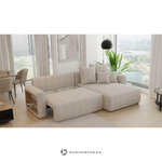 Žalia L formos sofa-lova su lentyna (napoli L) komfortas