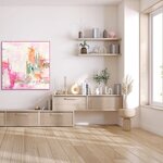Roosa Akrüülist Raamiga Maal New Age Pink 1 (Malerifabrikken) 100X100