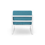 Armchair (nicea) calme jardin blue, structured fabric, white1
