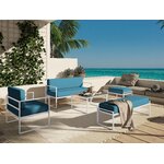 Armchair (nicea) calme jardin blue, structured fabric, white1