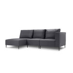 Armchair (fiji) calme jardin dark grey, vinyl, black metal, left