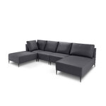 Outdoor sofa (fiji) calme jardin dark gray, vinyl, black metal, left