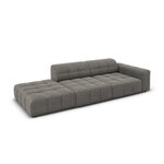 Velvet sofa &#39;chicago&#39; light grey, velvet, left