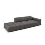 Aksominė sofa &#39;chicago&#39; pilka, aksominė, kairė