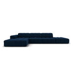 Velvet corner sofa &#39;chicago&#39; deep blue, velvet, left