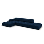 Velvet corner sofa &#39;chicago&#39; deep blue, velvet, left