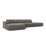 Velvet corner sofa &#39;chicago&#39; light grey, velvet, left