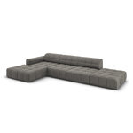 Velvet corner sofa &#39;chicago&#39; light grey, velvet, left