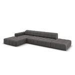 Aksominė kampinė sofa &#39;chicago&#39; pilka, aksominė, kairė