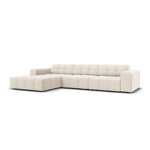 Velvet corner sofa &#39;chicago&#39; light beige, velvet, left