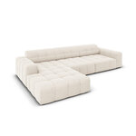 Velvet corner sofa &#39;chicago&#39; light beige, velvet, left