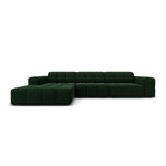 Aksominė kampinė sofa &#39;chicago&#39; buteliukas žalia, aksominė, kairė