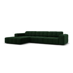 Aksominė kampinė sofa &#39;chicago&#39; buteliukas žalia, aksominė, kairė