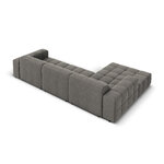 Velvet corner sofa &#39;chicago&#39; light grey, velvet, left