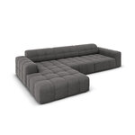 Velvet corner sofa &#39;chicago&#39; grey, velvet, left