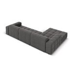 Aksominė kampinė sofa &#39;chicago&#39; pilka, aksominė, kairė