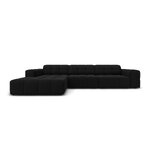 Velvet corner sofa &#39;chicago&#39; black, velvet, left