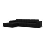 Aksominė kampinė sofa &#39;chicago&#39; juoda, aksominė, kairė