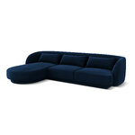 Velvet corner sofa &#39;tulum&#39; deep blue, velvet, left