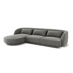 Velvet corner sofa &#39;tulum&#39; light grey, velvet, left