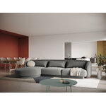 Velvet corner sofa &#39;tulum&#39; light grey, velvet, left