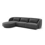 Aksominė kampinė sofa &#39;tulum&#39; pilka, aksominė, kairė