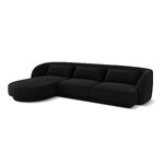 Aksominė kampinė sofa &#39;tulum&#39; juoda, aksominė, kairė