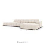 Aksominė kampinė sofa &#39;chicago&#39; šviesiai smėlio spalvos, aksominė, geriau