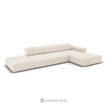 Aksominė kampinė sofa &#39;chicago&#39; šviesiai smėlio spalvos, aksominė, geriau