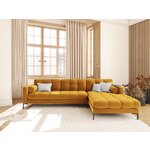Dark green corner sofa (bali) cosmopolitan design black metal, velvet, right, yellow