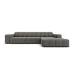 Velvet corner sofa &#39;chicago&#39; light grey, velvet, better