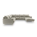 Corner sofa (vienna) cosmopolitan design beige, velvet, gold metal, left