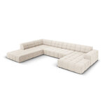 Velvet corner sofa &#39;chicago&#39; light beige, velvet, left