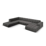 Aksominė kampinė sofa &#39;chicago&#39; pilka, aksominė, kairė