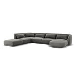 Velvet corner sofa &#39;tulum&#39; light grey, velvet, left