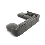 Velvet corner sofa &#39;tulum&#39; light grey, velvet, left