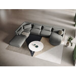 Velvet corner sofa &#39;tulum&#39; light grey, velvet, left