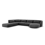 Aksominė kampinė sofa &#39;tulum&#39; pilka, aksominė, kairė