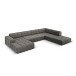 Velvet corner sofa &#39;chicago&#39; light grey, velvet, better